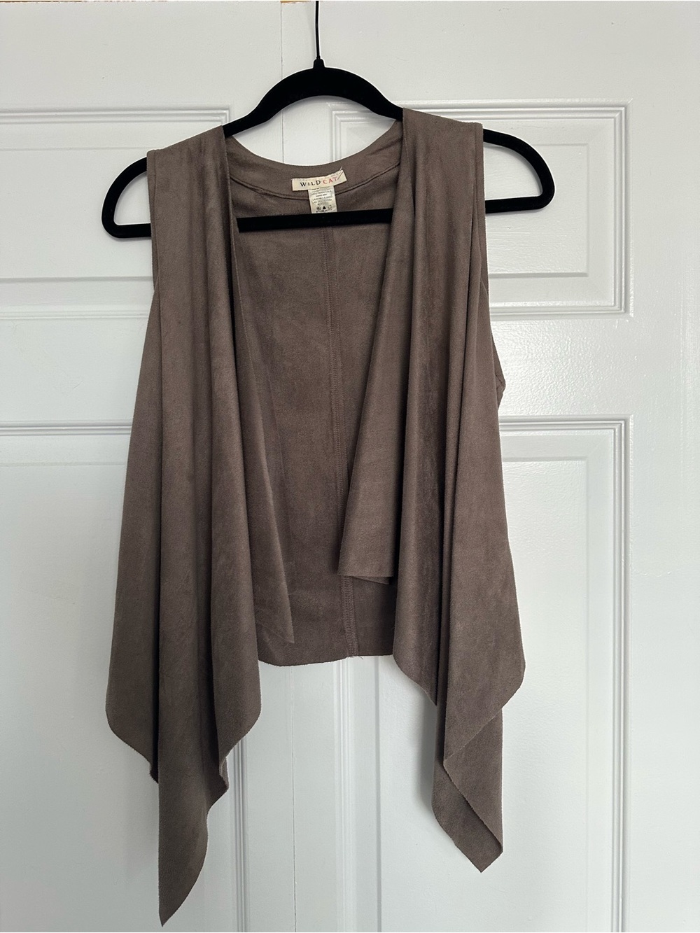Wild Fable Taupe Suede-Feel Draped Open Front Vest